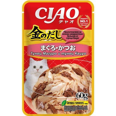 Inaba Kinnodashi - Консервы для кошек, Тунец Магуро и Тунец Кацуо, 60 гр