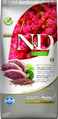 Farmina ND Quinoa Duck, Broccoli & Asparagus Neutered Adult - Сухой корм для стерилизованных кошек, с уткой