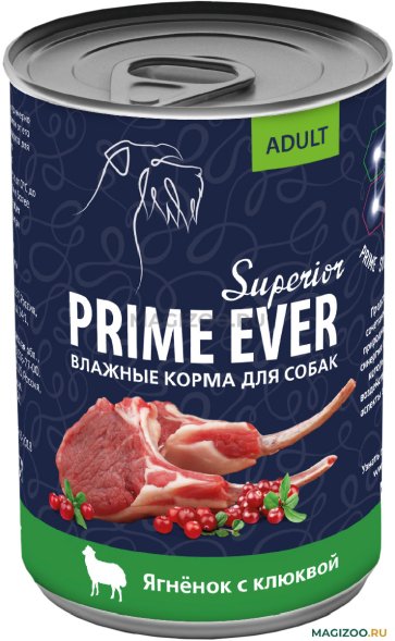Prime Ever Superior - Консервы для собак, ягнёнок с клюквой, 400 г