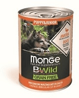 Monge Dog BWild Grain Free Puppy&Junior - Беззерновые консервы из утки с тыквой и кабачками для щенков всех пород 400г
