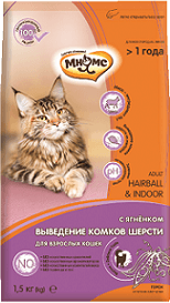 Мнямс Hairball&Indoor - Сухой корм с ягненком для домашних кошек для выведения комков шерсти из желудка