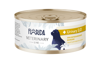 Florida Vet Urinary S/O - Ветеринарный влажный диетический корм для взрослых кошек при мочекаменной болезни, 100 г