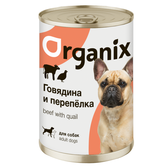 Organix - Консервы для собак с говядиной и перепелкой
