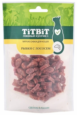TiTBiT - Лакомство для кошек, Мягкий снек, Рыбки с Лососем, 50 гр