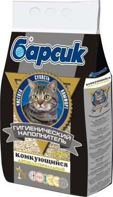 Барсик - Комкующийся антибактериальный наполнитель, 4.54 л