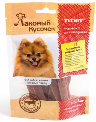 TitBit - Лакомый кусочек - Лакомство для собак нарезка из говядины 80гр