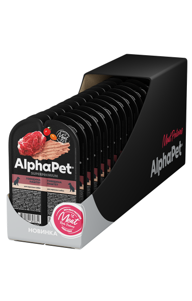AlphaPet СуперПремиум - Ламистер паштет для собак, Говядина 100 гр