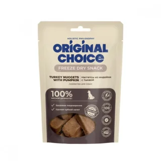 Original Choice - Лакомство для собак мелких и средних пород, наггетсы из индейки с тыквой 60 гр