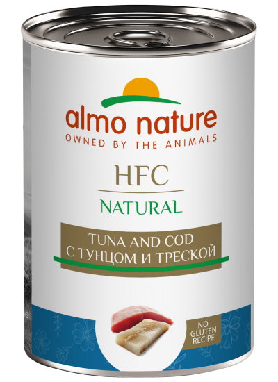 Almo Nature HFC - Корм консервированный полнорационный для собак с треской и тунцом 340 г