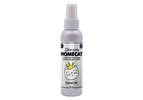 Homecat - Серебряная серия - Туалет тут спрей, для приучения котят и кошек к лотку