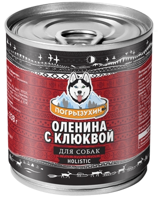 Погрызухин - Консервы для собак, оленина с клюквой