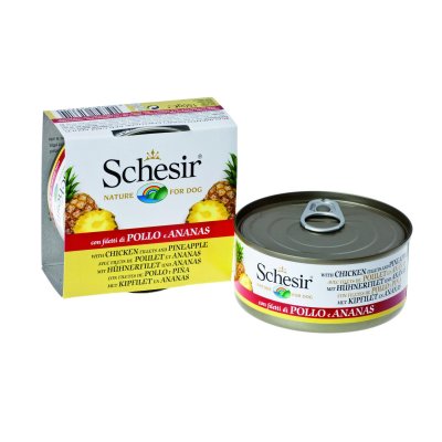 Schesir - Консервы для собак с цыпленком и ананасом 150гр