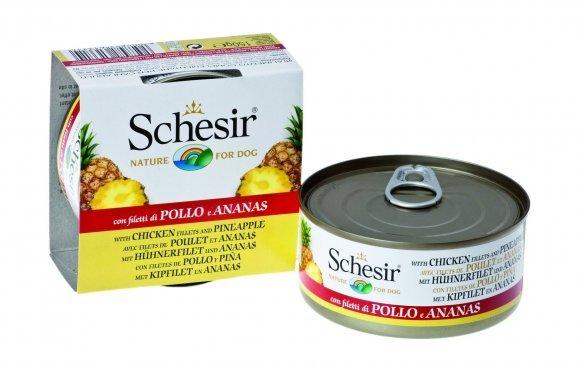 Schesir - Консервы для собак с цыпленком и ананасом 150гр