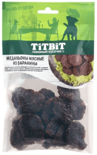 TiTBiT - Лакомство для собак, Медальоны мясные из баранины, Меню от Шефа, 80 гр