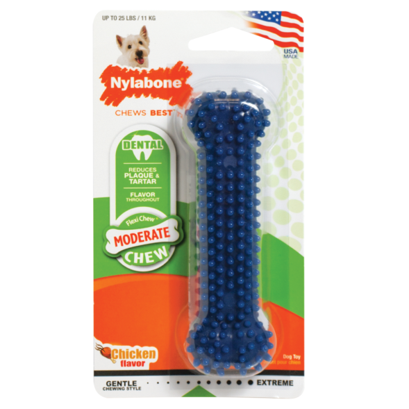 Nylabone Dental - Косточка для зубов умеренно-жесткая, аромат курицы
