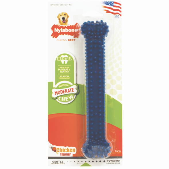 Nylabone Dental - Косточка для зубов умеренно-жесткая, аромат курицы