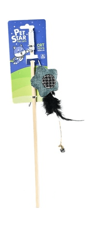Pet Star - Игрушка для кошек, Удочка рыбка с мятой и перьями, 40 см, Текстиль
