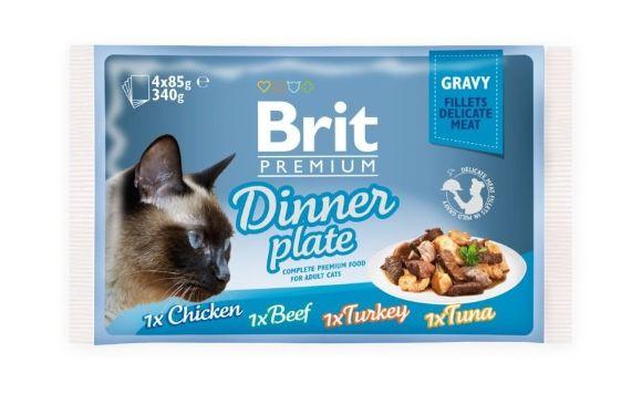 Brit Premium - Набор паучей для кошек: кусочки в соусе 4*85гр