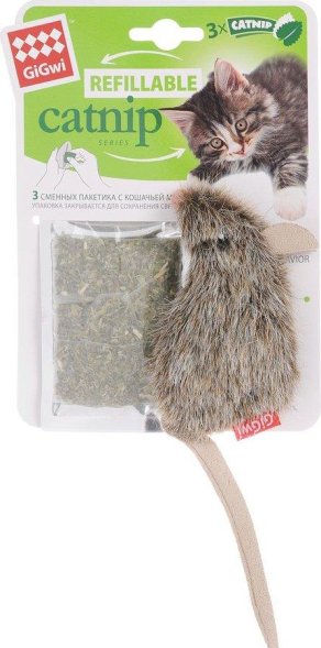 GiGwi - Игрушка Мышка с кошачьей мятой, 10 см
