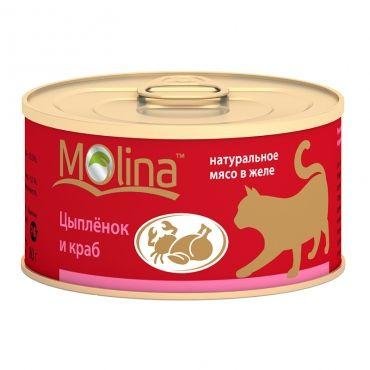 Molina - Консервы для Кошек с цыпленком и крабами 80 гр