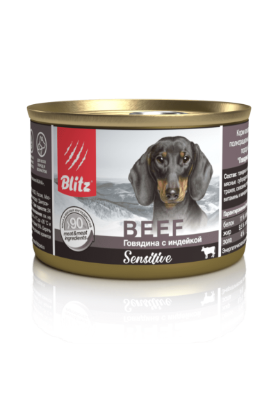 Blitz Sensitive - Консервы для собак всех пород и возрастов, с Говядиной и Индейкой