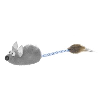 PetSHOP - Игрушка для кошек "Мышка с меховой кисточкой",серая