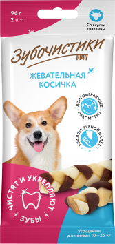 Деревенские Лакомства - Зубочистики «Жевательная косичка» для собак средних пород, 2 шт., 96 г