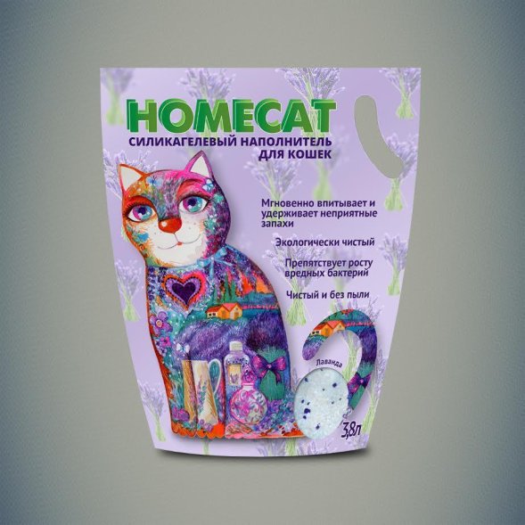 HomeCat - Силикагелевый наполнитель с ароматом лаванды 1,8 кг(3,8л)