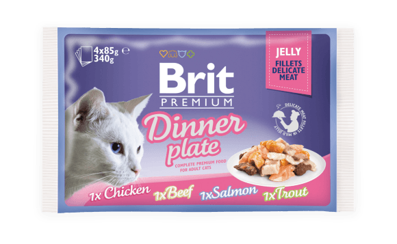 Brit Premium - Набор паучей для кошек кусочки в желе 4*85гр