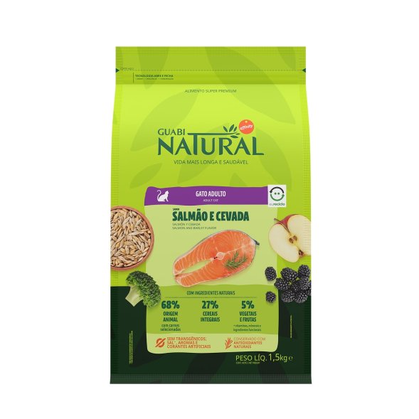 Guabi - Adulto Сухой корм для взрослых кошек, Лосось и ячмень, 1.5 кг