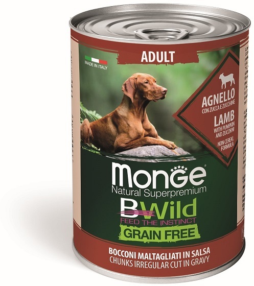 Monge BWild Grain Free - Беззерновые консервы из ягненка с тыквой и кабачками для взрослых собак всех пород 400 г