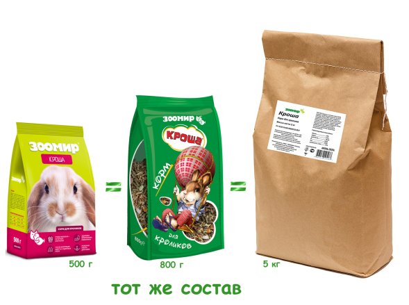 ЗООМИР - корм для кроликов Кроша 800г