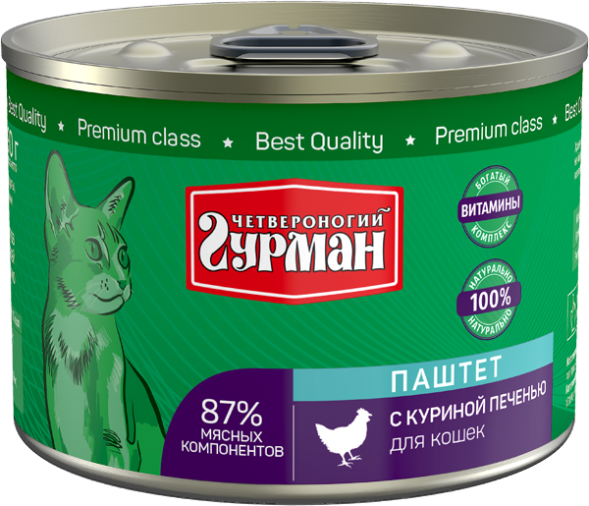 Четвероногий гурман - Паштет с куриной печенью для Кошек