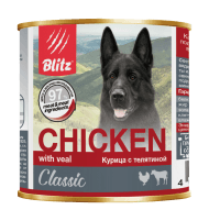 Blitz Classic Dog Chicken & Veal Minced - Консервы для собак всех пород и возрастов, с Курицей и Телятиной