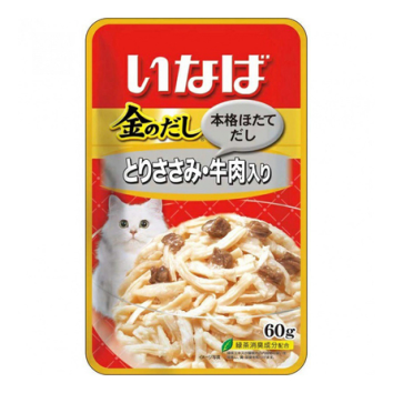 Inaba Kinnodashi - Консервы для кошек, Куриное филе с Говядиной, 60 гр