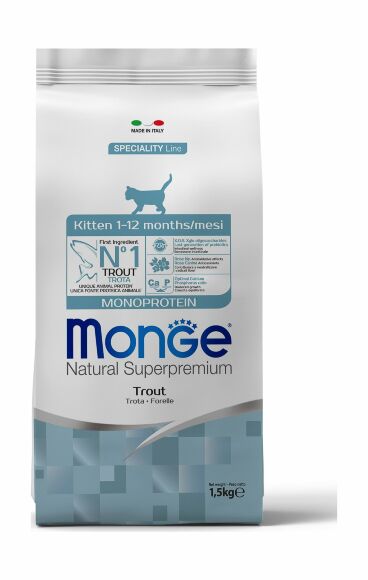 23096.580 Monge Cat Monoprotein Kitten - Syhoi korm dlya kotyat s forelu kypit v zoomagazine «PetXP» Monge Cat Monoprotein Kitten - Сухой корм для котят с форелью
