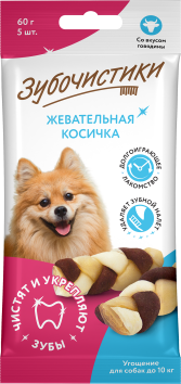 Деревенские Лакомства - Зубочистики «Жевательная косичка» для собак мелких пород, 5 шт., 60 г