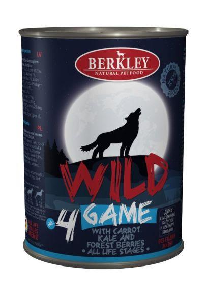 Berkley Wild №4 Game - консервы для собак с дичью, морковью, капустой и лесными ягодами 400 гр