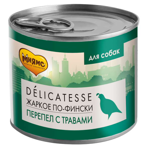 Мнямс - Влажный корм для собак всех пород, Паштет из Перепёлки с Травами, &amp;quot;Жаркое по-фински&amp;quot;, 200 г
