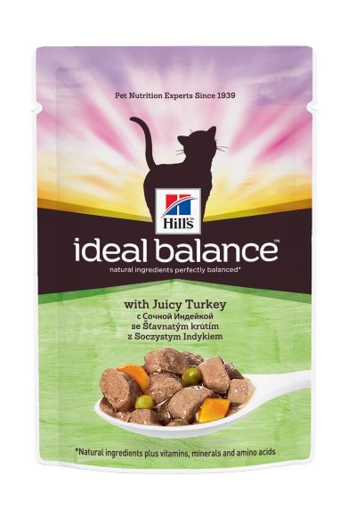 Hills Ideal Balance - Паучи для взрослых кошек с индейкой и овощами 85гр