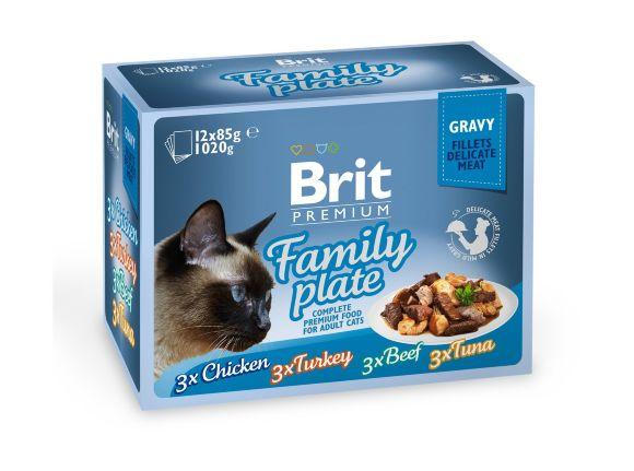 Brit Premium - Набор паучей для кошек: кусочки в соусе 12*85гр