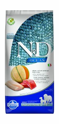 Farmina ND Ocean Cod, & Cantaloupe Melon Adult Medium&Max - Сухой корм для собак средних и крупных пород, лосось, треска и дыня