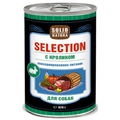 Solid Natura Selection - Корм консервированный для собак, С кроликом, 970г