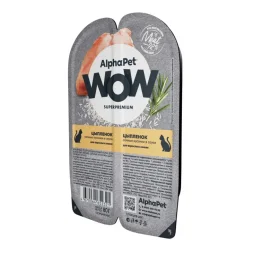 AlphaPet Wow СуперПремиум - Ламистер влажный корм для взрослых кошек, Цыпленок, 80 гр