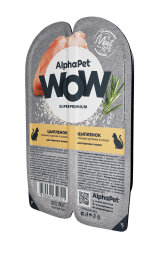 AlphaPet Wow СуперПремиум - Ламистер влажный корм для взрослых кошек, Цыпленок, 80 гр