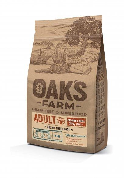 Oak's Farm - Сухой корм для собак всех пород, с лососем и крилем