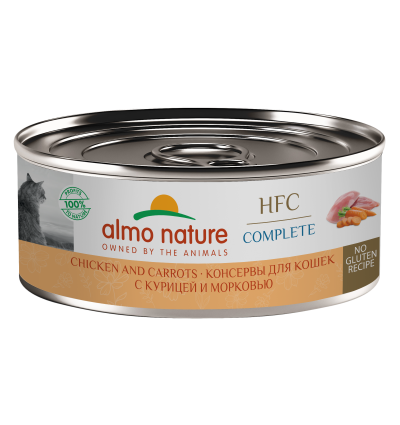 Almo Nature HFC - Корм консервированный полнорационный для кошек, с курицей и морковью 100гр