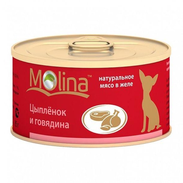 Molina - Консервы для Собак с цыпленком и говядиной 85 гр
