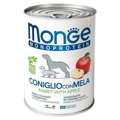 Monge Monoproteico (Монопротеин) - Консервы для собак паштет из кролика с рисом и яблоками