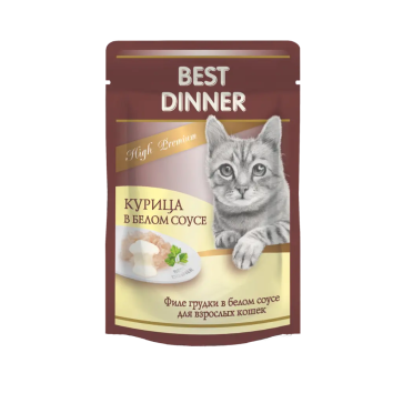 Best Dinner - Консервы для кошек, Курица в белом соусе, 85 гр